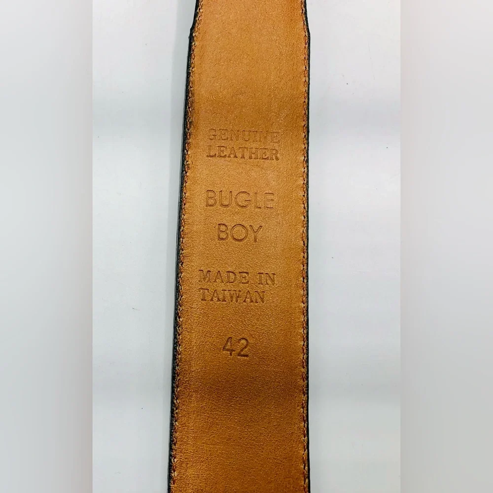 Lot 2 Mens Black Leather Belts 42 Fossil MB1006 Bugle Boy Dress Casual Crocodile